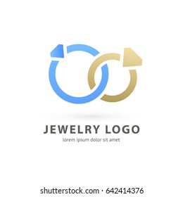 Logo design abstract engagement vector template. Illustration design of logotype business luxury jewelry symbol. Vector diamond ring line web icon.
