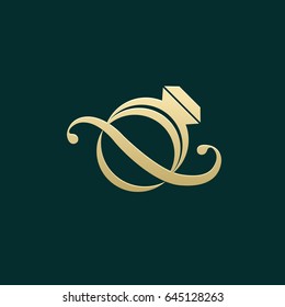 Logo design abstract engagement vector template. Illustration design of logotype business luxury jewelry symbol. Vector diamond ring web icon.