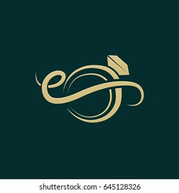 Logo design abstract engagement vector template. Illustration design of logotype business luxury jewelry symbol. Vector diamond ring web icon.