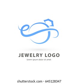 Logo design abstract engagement vector template. Illustration design of logotype business luxury jewelry symbol. Vector diamond ring web icon.