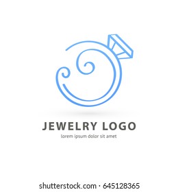 Logo design abstract engagement vector template. Illustration design of logotype business luxury jewelry symbol. Vector diamond ring web icon.