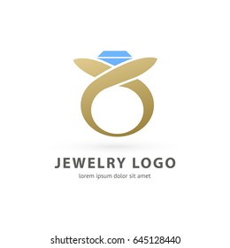Logo design abstract engagement vector template. Illustration design of logotype business luxury jewelry symbol. Vector diamond ring web icon.