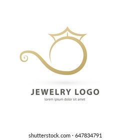 Logo design abstract engagement vector template. Illustration design of logotype business luxury jewelry symbol. Vector diamond ring web icon.