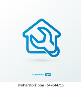 Logo design abstract home repair vector template. Illustration design of logotype business spanner symbol. Vector web work tool and house icon.