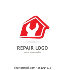 Logo design abstract home repair vector template. Illustration design of logotype business Building construction symbol. Vector web work tool and house icon.
