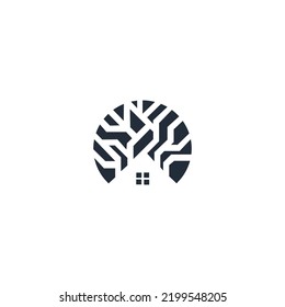 logo design abstract house and plants