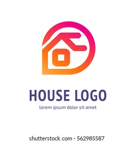 Plantilla de vectores de casa abstracta de diseño de logotipos. Ilustración diseño de logotipo empresarial construcción abstracta simple signo de construcción