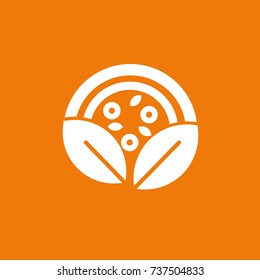 Logo design abstract italian food vector template. Illustration design of logotype pizza symbol. Vector pizza slice with cheese, salami, mushrooms, tomato and pepperoni.