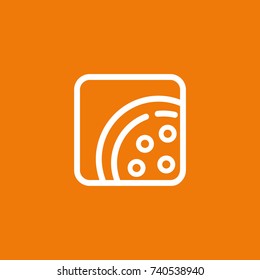 Logo design abstract italian food vector template. Illustration design of logotype pizza symbol. Vector pizza slice with cheese, salami, mushrooms, tomato and pepperoni.