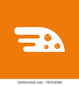 Logo design abstract italian food vector template. Illustration design of logotype pizza symbol. Vector pizza slice with cheese, salami, mushrooms, tomato and pepperoni.