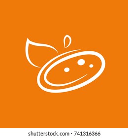 Logo design abstract italian food vector template. Illustration design of logotype pizza symbol. Vector pizza slice with cheese, salami, mushrooms, tomato and pepperoni.