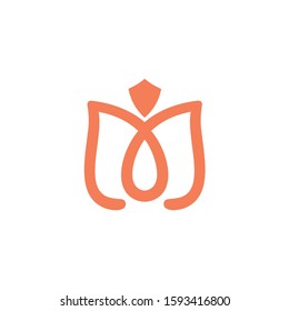 Logo design with abstract letter M icons flower