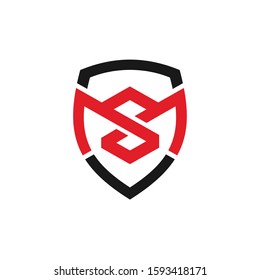 Logo design with abstract letter MS icons security