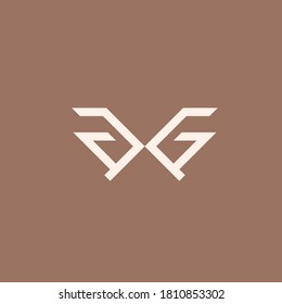  Abstrakte Buchstaben des Logos G minimalistische und moderne Zeichen/ Symbollinie mit braunem Hintergrund und weißer Creme
