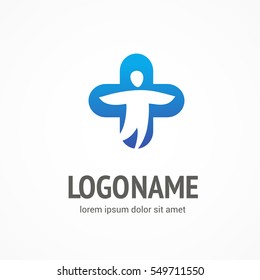 Logo design abstract medical vector template. Illustration design of logotype cross health symbol, people care sign
