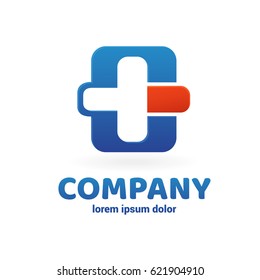Logo design abstract medical vector template. Illustration design of logotype cross health symbol colorful.