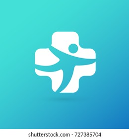 Logo design abstract medical vector template. Illustration design of logotype business family clinic symbol. Vector man and cross web icon.