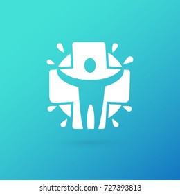 Logo design abstract medical vector template. Illustration design of logotype business family clinic symbol. Vector man and cross web icon.