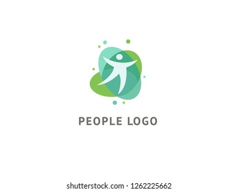 Logo design abstract people vector template. Illustration design of logotype business family symbol. Vector happy man web icon.