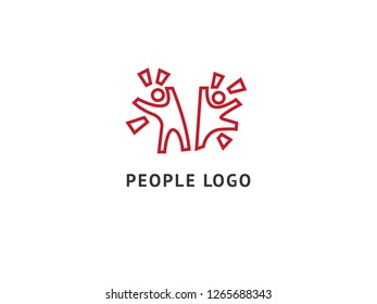 Logo design abstract people vector template. Illustration design of logotype business family symbol. Vector happy man web icon.