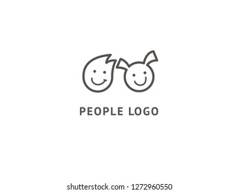 Logo design abstract people vector template. Illustration design of logotype business family symbol. Vector happy man web icon.