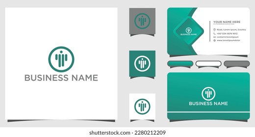 Plantilla vectorial de personas abstractas de diseño de logotipos. Diseño ilustrativo del símbolo del equipo de negocios del logotipo con plantilla de tarjeta de visita