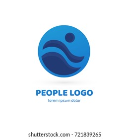 Logo design abstract people vector template. Illustration design of logotype business team symbol. Vector happy man web icon.