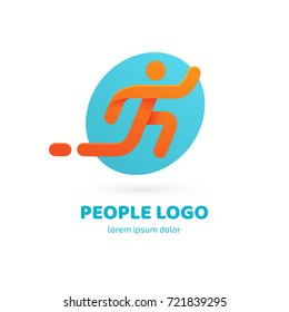 Logo design abstract people vector template. Illustration design of logotype business team symbol. Vector happy man web icon.