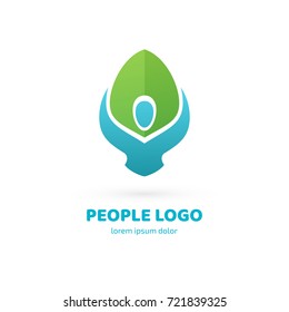 Logo design abstract people vector template. Illustration design of logotype business relaxation symbol. Vector happy man web icon.