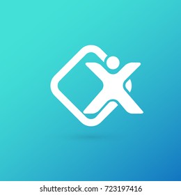 Logo design abstract people vector template. Illustration design of logotype business team symbol. Vector happy man web icon.