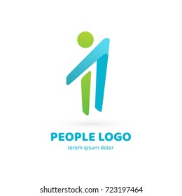 Logo design abstract people vector template. Illustration design of logotype business team symbol. Vector happy man web icon.