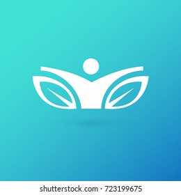 Logo design abstract people vector template. Illustration design of logotype business relaxation symbol. Vector happy man web icon.