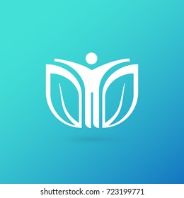 Logo design abstract people vector template. Illustration design of logotype business relaxation symbol. Vector happy man web icon.