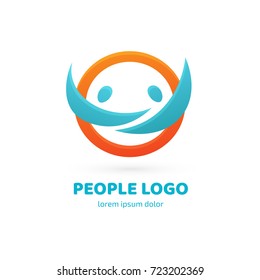 Logo design abstract people vector template. Illustration design of logotype business team symbol. Vector happy man web icon.