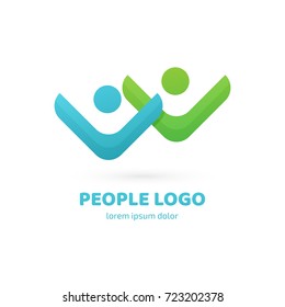 Logo design abstract people vector template. Illustration design of logotype business team symbol. Vector happy man web icon.