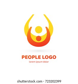 Logo design abstract people vector template. Illustration design of logotype business team symbol. Vector happy man web icon.