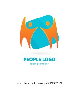 Logo design abstract people vector template. Illustration design of logotype business team symbol. Vector happy man web icon.