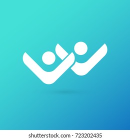 Logo design abstract people vector template. Illustration design of logotype business team symbol. Vector happy man web icon.