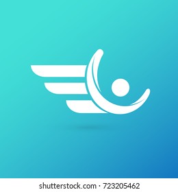 Logo design abstract people vector template. Illustration design of logotype business team symbol. Vector happy man web icon.