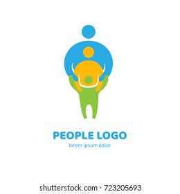 Logo design abstract people vector template. Illustration design of logotype business family symbol. Vector happy man web icon.