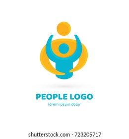 Logo design abstract people vector template. Illustration design of logotype business family symbol. Vector happy man web icon.