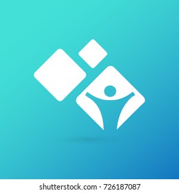 Logo design abstract people vector template. Illustration design of logotype business active person symbol. Vector happy man web icon.