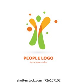Logo design abstract people vector template. Illustration design of logotype business active person symbol. Vector happy man web icon.