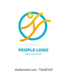 Logo design abstract people vector template. Illustration design of logotype business active person symbol. Vector happy man web icon.