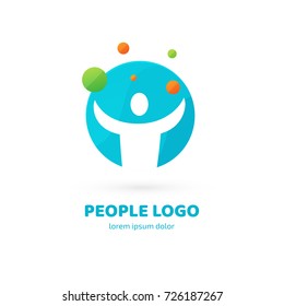 Logo design abstract people vector template. Illustration design of logotype business active person symbol. Vector happy man web icon.