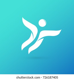 Logo design abstract people vector template. Illustration design of logotype business active person symbol. Vector happy man web icon.