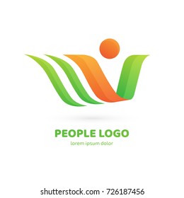 Logo design abstract people vector template. Illustration design of logotype business active person symbol. Vector happy man web icon.
