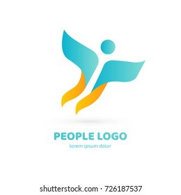 Logo design abstract people vector template. Illustration design of logotype business active person symbol. Vector happy man web icon.