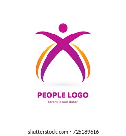 Logo design abstract people vector template. Illustration design of logotype business active person symbol. Vector happy man web icon.