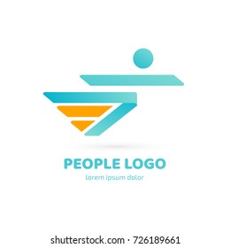 Logo design abstract people vector template. Illustration design of logotype business active person symbol. Vector happy man web icon.
